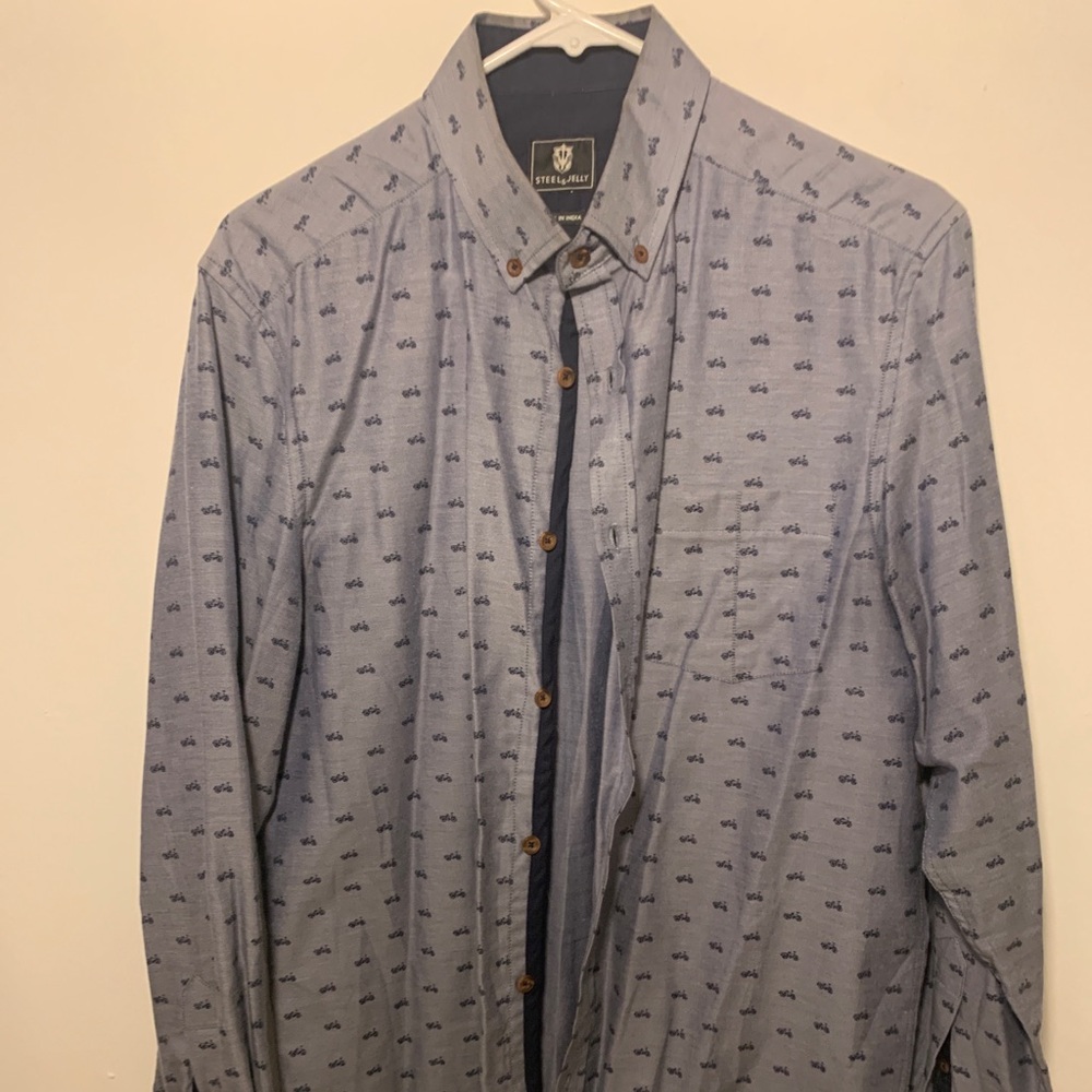 Casual button up w/ motorcycle print